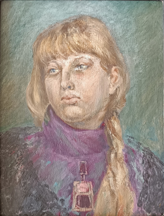 "Женский портрет" картон масло 1960-е годы