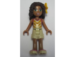 Friends Andrea - Tan Shorts, Tan Top with Bright Light Orange Chevron Stripes, Bright Light Orange Flower, n/a (frnd152)