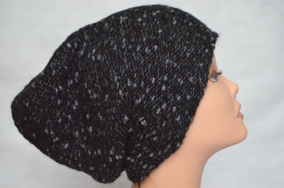 Черная меланжевая шапка бини фото