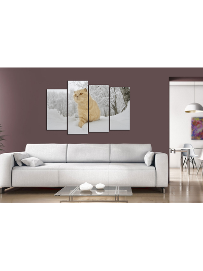 Модульная картина &quot;Рыжий кот в снегу&quot;