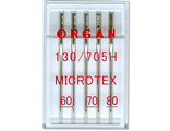 Иглы бытовых машин МИКРОТЕКС. "Organ" (Вьетнам), 1 пенал (5шт). Ассорти 60-80.