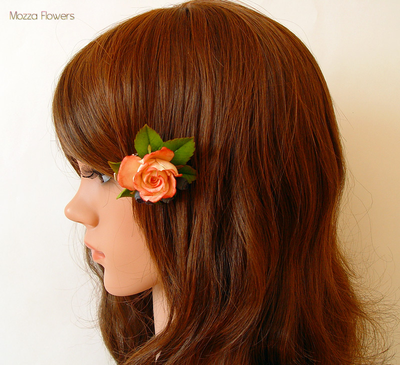 Зажим для волос-брошь "Розово - черничная душа".