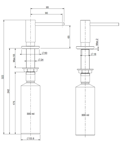 Дозатор  Stainless steel RVS 3,5 PVD