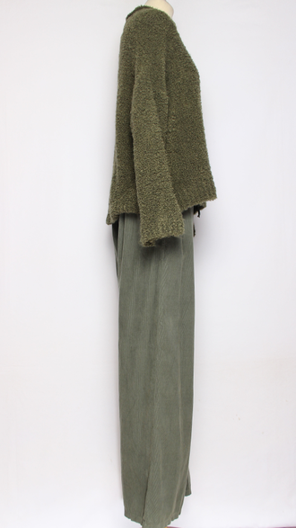 Брюки вельветовые "Трубы шнурок в поясе" хаки до 54