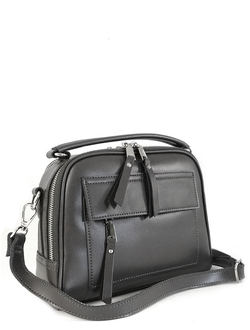(АРТИКУЛ: 9775/0/8) СУМКА ЖЕНСКАЯ, НЕБОЛЬШАЯ, НАТУРАЛЬНАЯ КОЖА, СЕРАЯ, ДВА ОТДЕЛЕНИЯ, С НАРУЖНЫМИ КАРМАНАМИ, С ПЛЕЧЕВЫМ РЕМНЕМ