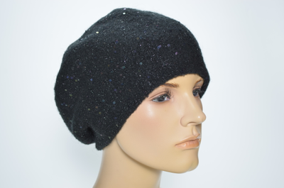 Черный вязаный берет с пайетками Визио 1350