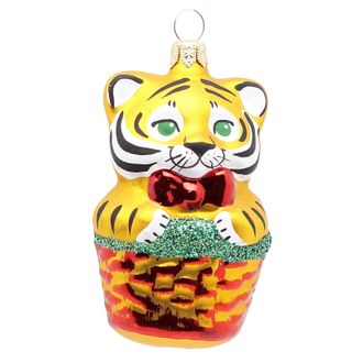 стеклянная елочная игрушка шалунишка - тигр