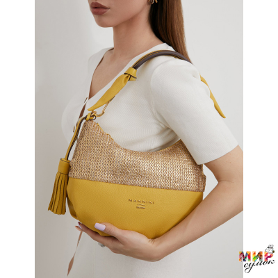 СУМКА ЖЕНСКАЯ NANNINI 17242-A ЖЕЛТОГО ЦВЕТА ИЗ НАТУРАЛЬНОЙ КОЖИ