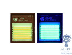 Ресницы флуоресцентные NEICHA Yellow MINI 6 линий C 0,10 MIX 8.2 (8-13)