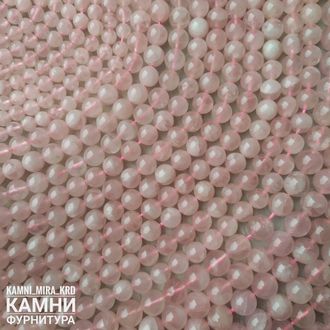 Розовый кварц мстр.Мадагаскар, без тонировки, шары 8,1-8,6/10-10,4 мм, цена за нить 19 см