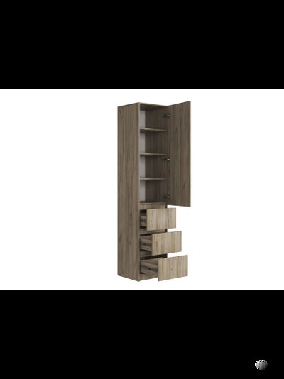 Бохо ШК-003 шкаф с ящиками 1 ств Дуб Крафт Серый/Кашемир