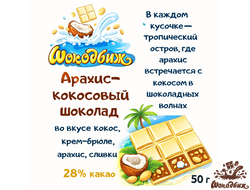 Арахис-кокосовый шоколад плитка 50 г