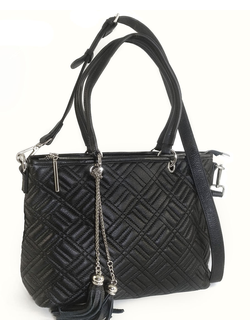 (АРТИКУЛ: 10073/5) СУМКА ЖЕНСКАЯ, СРЕДНЕГО РАЗМЕРА, НАТУРАЛЬНАЯ КОЖА, ЧЕРНАЯ, С ПЛЕЧЕВЫМ РЕМНЕМ