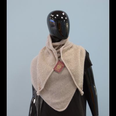 Кремовый шарф платок женский с пайетками Италия Vizio 6943 ST ORO / Tresor фото