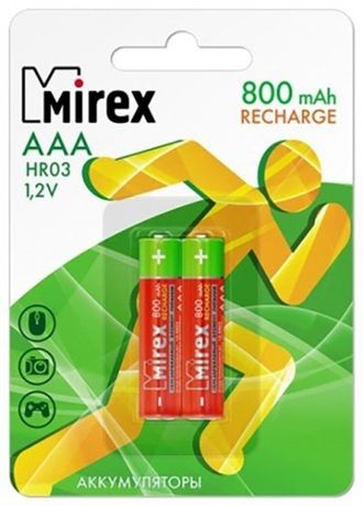 Mirex аккумулятор. HR03 800mAh BL2 AAA (мизинчиковые)