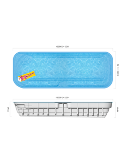 Композитный бассейн 12 х 4,4 х 1,55-1,84 "Ривьера" Franmer