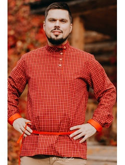 Современная косоворотка "Богатырская" пестрядь