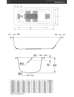 Ванна стальная BLB Universal 150х70 160х70 170х70 170х75 см HG 3.5мм толщина B50HAH001