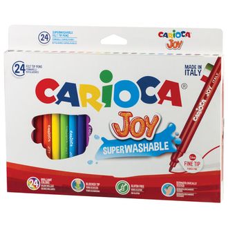 Фломастеры CARIOCA (Италия) "Joy", 24 цвета, суперсмываемые, вентилируемый колпачок, картонная коробка, 40615, 2 набора
