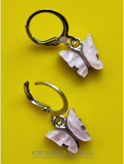 Модель: АЛ-263. Серьги с перламутровой бабочкой.