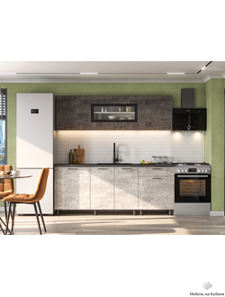 КГ-9 (2000) Белый/Цемент тёмный/Цемент светлый/Чёрный кухонный гарнитур