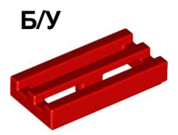 ! Б/У - Tile, Modified 1 x 2 Grille with Bottom Groove / Lip, Red (2412b / 241221) - Б/У