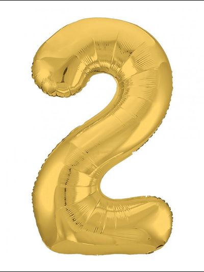 Фольгированная цифра 2, 100 см, золото  В НАЛИЧИИ