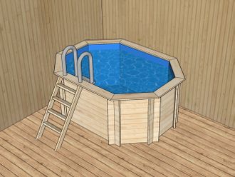 Деревянный бассейн (купель) овальный 2,8 х 2,0 м глубина 115 см