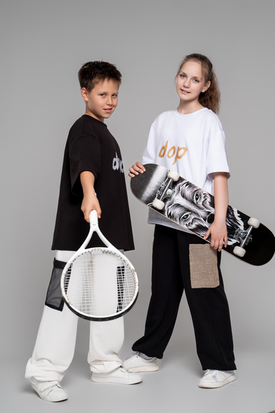 Брюки с накладными карманами из мешковины