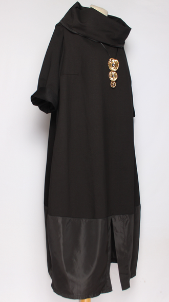 ПЛАТЬЕ трикотажное "Ворот хомут" чёрное  р.54