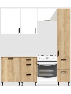 Кухня Эконом 1,5 метра с колонкой (1100х400) Цвет: Белый/Дуб Вотан