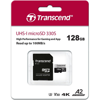 Карта памяти Transcend 330S microSDXC 128Gb UHS-I Cl10 + адаптер, TS128GUSD330S