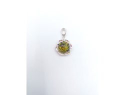 Кулон "Цветок" из зеленого янтаря