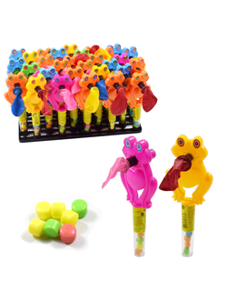 Игрушка на тубе ЛЯГУШКА с драже 2гр. 1/30шт*360кор