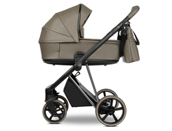 Коляска 2в1 Roan Sol Кожа leather / Rum Raisin / Nickel / руч.Cappuccino / к.Cappuccino