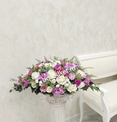 Лучезарная Композиция из искусственных цветов в белом и сиреневом цвете № УСН009 | Купить в АОАБУКЕТ