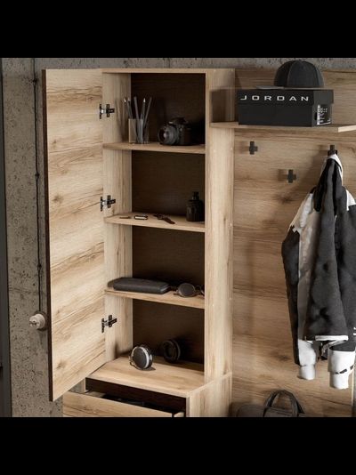 Берген вешалка с зеркалом прихожая Дуб делано/Венге