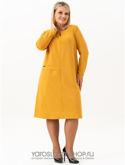 Модель :4094.Трикотажное женское платье желтого цвета