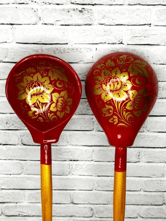 Ложки для музыкальных занятий Кудрина 190*60 мм красный фон (комплект 2 шт.)