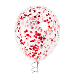 Шары с конфетти красные металлик (звёзды)