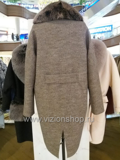 Пальто женское с меховым воротником  Артимода Artimoda 121 бежевое