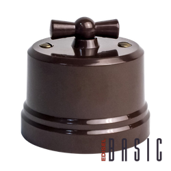 ретро выключатель пластиковый Basic слоновая кость 2-кл