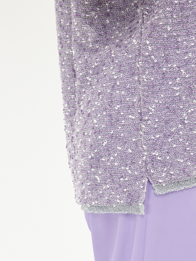 Топ вязанный в лиловом и белом цвете