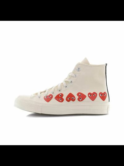 Converse Comme des Garcons Play  с сердечками белые высокие