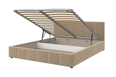 Кровать с мягким изголовьем ГРЕТА бежевая с ПМ 1600х2000 (Браво)