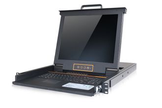 Выдвижная LCD KVM консоль с монитором Kinan 17&quot;, PS/2+USB, Клавиатура Ultra-Slim, Тачпад, TFT-дисплей, 16 портов, каскадное подключение до 512 устройств, разрешение до 1280x1024 75Hz, локальная (без удаленного доступа через интернет) (XL1716)