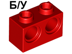! Б/У - Technic, Brick 1 x 2 with Holes, Red (32000 / 4101764 / 4179355) - Б/У