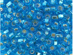 БИСЕР PRECIOSA 10/0 - 50г - 67030 ПРОЗРАЧНЫЙ С СЕРЕБРЯНОЙ ЛИНИЕЙ ВНУТРИ ГОЛУБОЙ (ОГОНЁК)