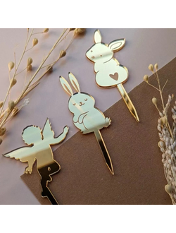 Набор Топперы "Ангелы и зайки" с подст. 3 шт. (золото)