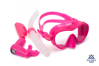 Маска для дайвинга с трубкой Scuba Brothers Flipper Pink, комплект